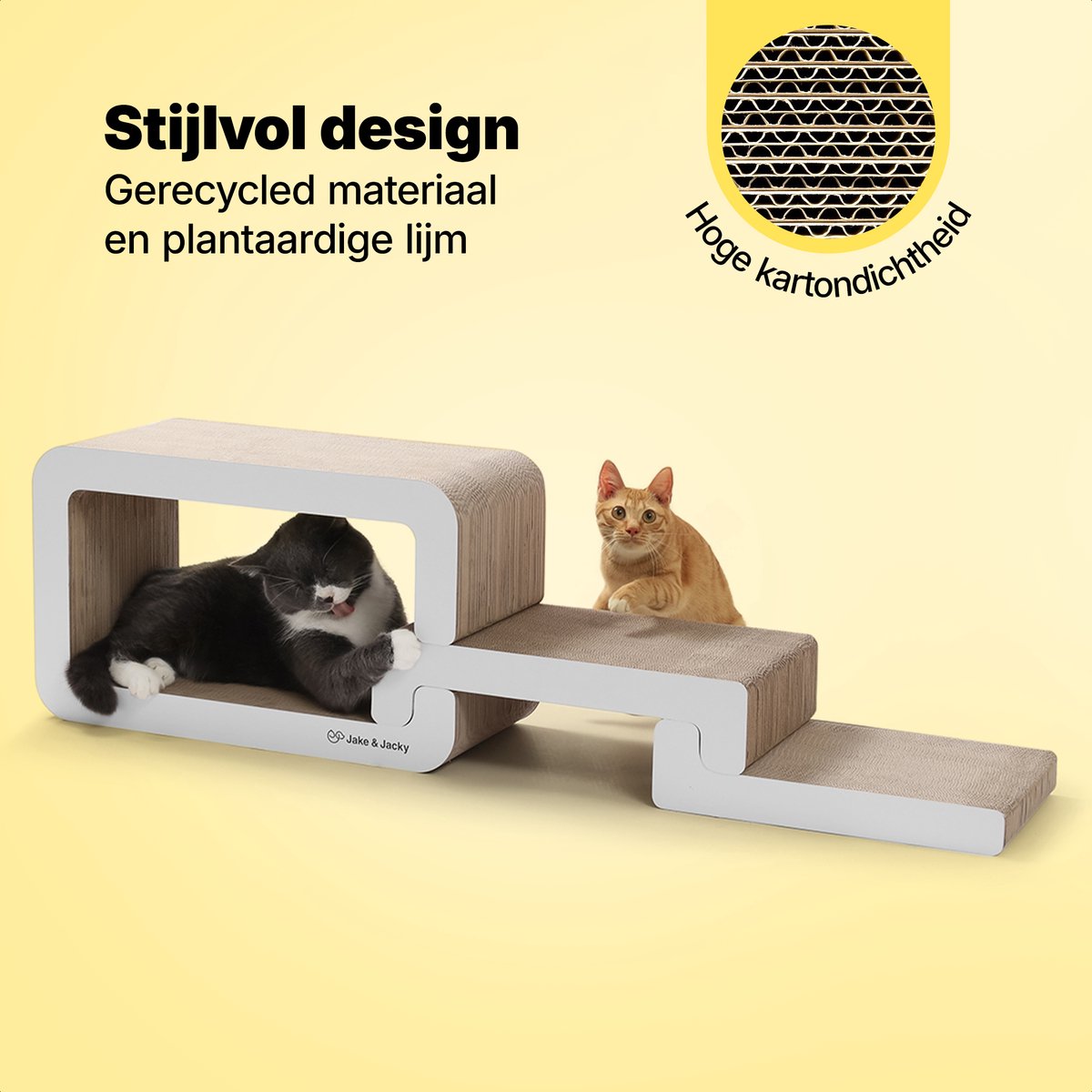 Jake and Jacky Krabkarton voor Katten - Krabpaal Karton - Krabplank - Krabmand - Krabmeubel - Kartonnen Krabmat - Kattenmand - Kattenbed - 116x33x24cm – foto 4