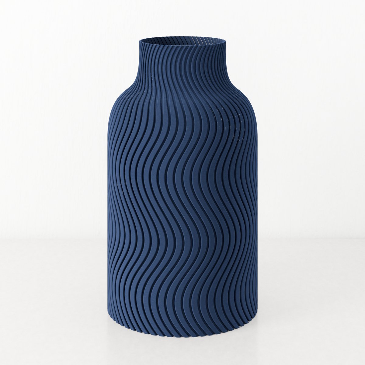 Fleuriek Vaas - Blauw - H30cm - Japandi - Wavy patroon vaas - Design vaas van bio kunststof - Tafeldecoratie