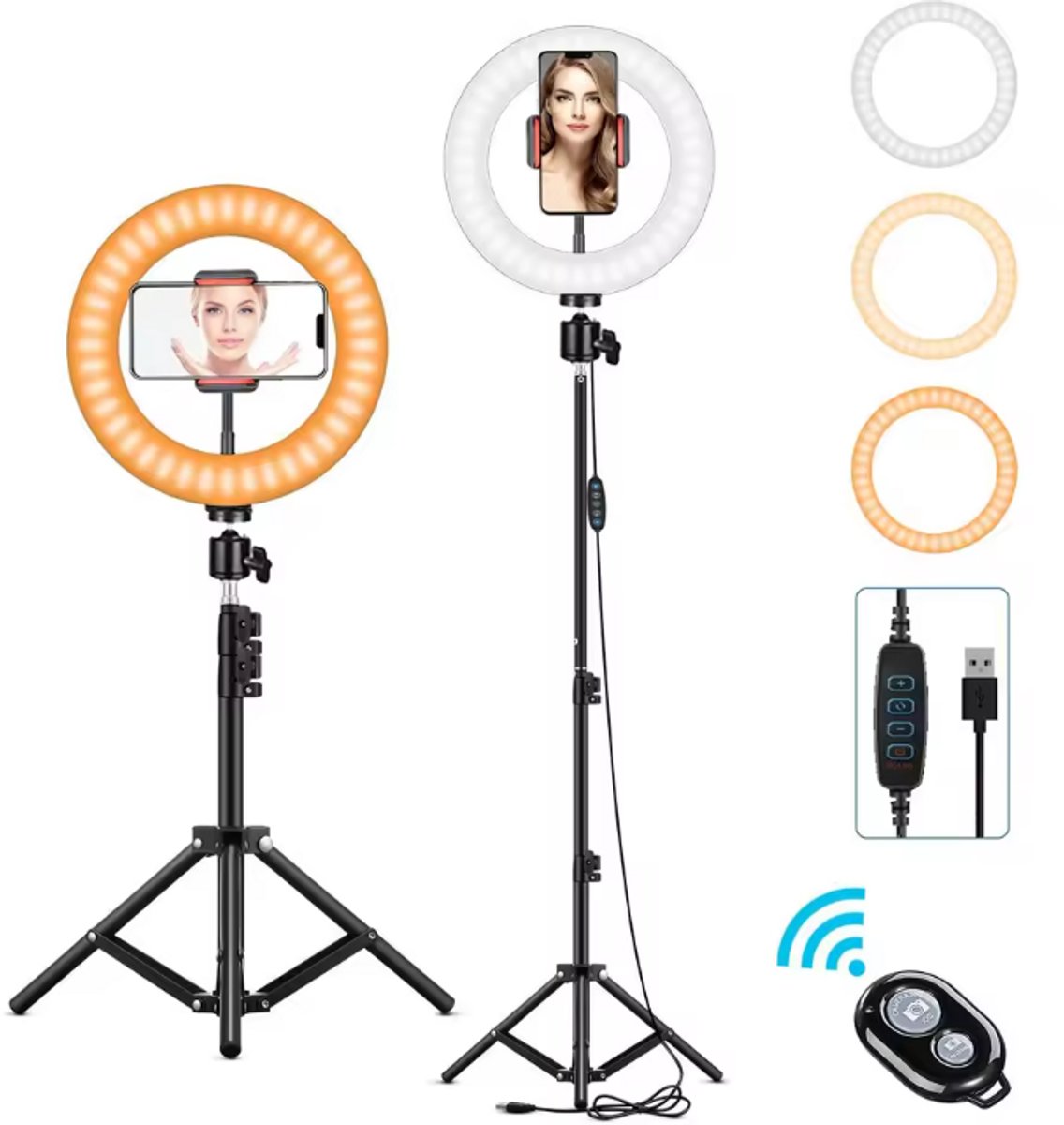 Bol.com Ringlamp met statief Voor smartphone Led Lamp 26Cm Ring Licht Voor Fotografie Ring Licht Led Statief Met Stand Foto stud... aanbieding