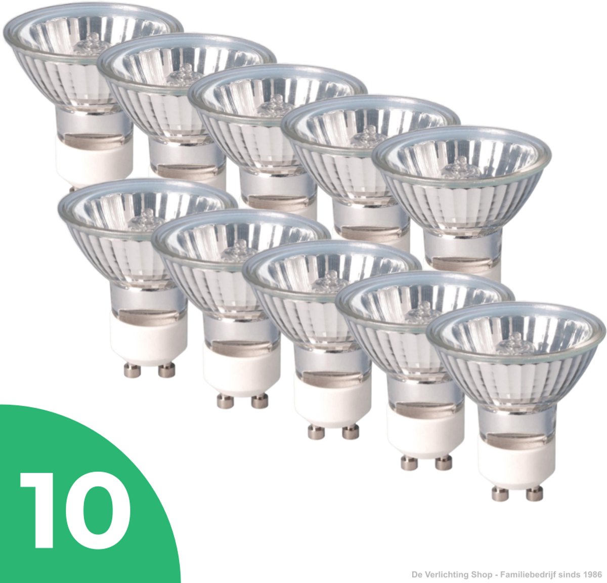 Trixline Reflector Halogeenlamp GU10 - 50W - Warm Wit Licht (2700K) - 500 lm - 2 jaar - Dimbaar - 10 stuks