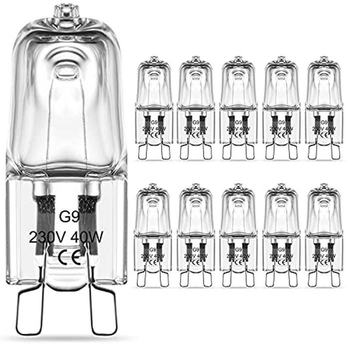 G9 Halogeenlampen 40W - Dimbaar, Warm Wit 2700K, Hittebestendig voor Oven en Magnetron - Verpakking van 10 Stuks