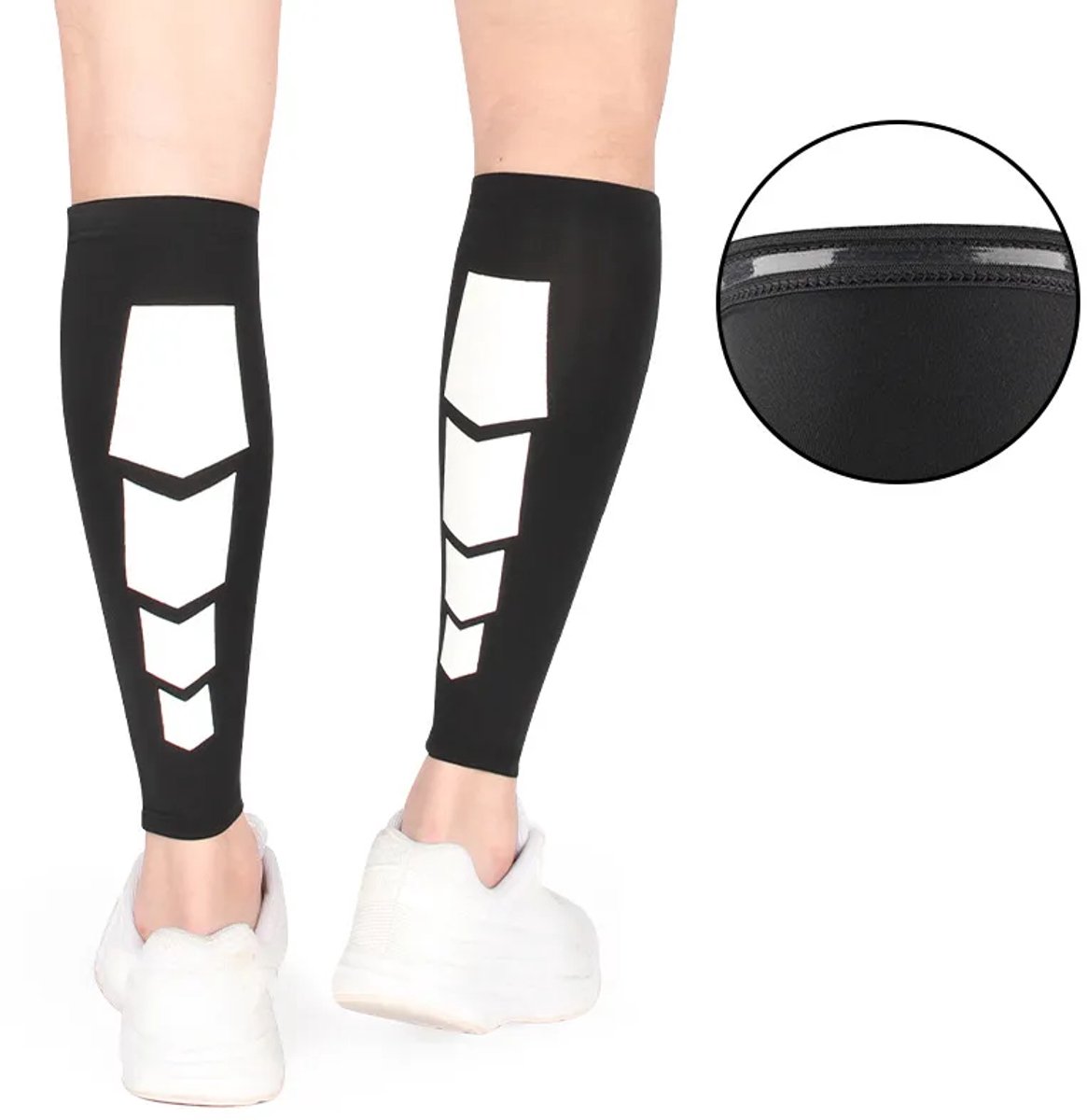 Compressiekousen voor de kuiten scheenbeschermers en ondersteunende sokken voor hardlopen fietsen- wandelen- badminton en voetbal-L