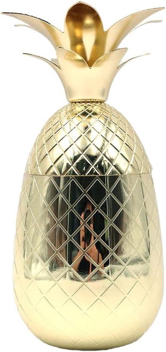Allecto- Creatief Cocktailglas - Cocktail - Roestvrij Staal - Ananas Vorm - Persoonlijk - Cocktailmaken - Geschikt voor Feestjes - RVS - 500 ml/17 oz