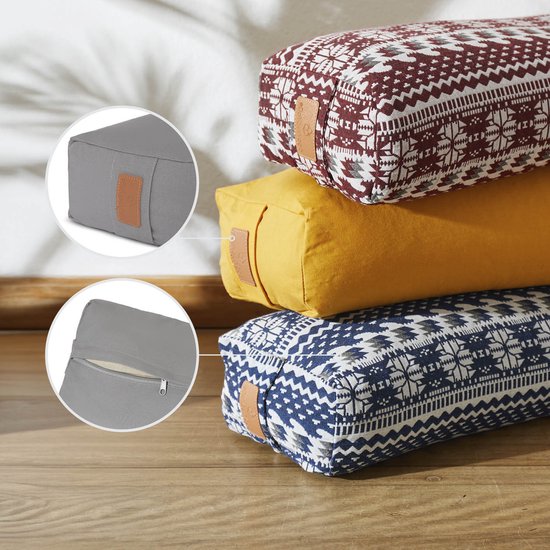#DoYourYoga - Hoekig Yoga bolster - »Paravati« - Meditatiekussen met bio-organische Spelt vulling - L67 cm & diam.13 cm - cement grijs van #DoYourYoga — afbeelding 3