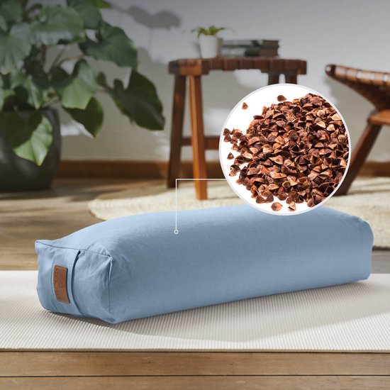 #DoYourYoga - Hoekig Yoga bolster - »Paravati« - Meditatiekussen met bio-organische boekweit schalen vulling - L67 cm & diam.13 cm - lavendel van #DoYourYoga — afbeelding 5
