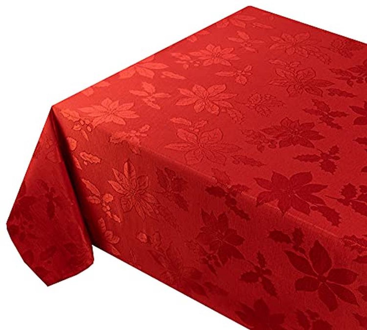 Damast Tafelkleed Poinsettia voor Kerstmis en Winter - 152 x 213 cm
