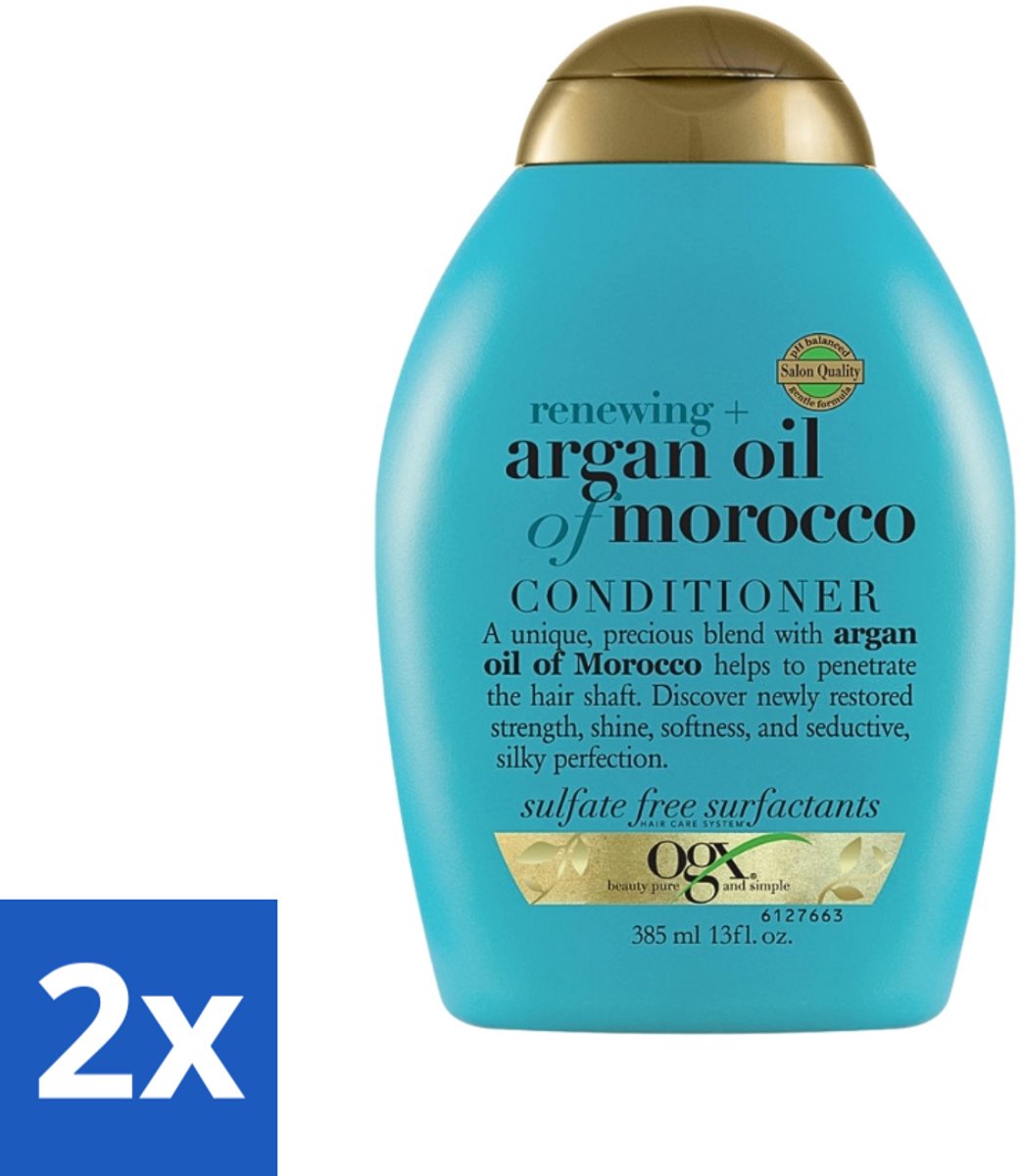 2 x OGX - Argan Oil of Morocco - Conditioner - Extra Sterk - Hydrate & Revive - 385 ml - Argan Oil Conditioner - Herstel Haar - Hydrate Haar - Verstevig Haar - Beschadigd Haar