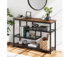 Allecto - Banktafel - Woonkamer Foyer Slaapkamer - Glazen Plank - Metaal Frame - 4-laags - Smalle Entree - Consoletafel - Geschikt Voor AliExpress 1503