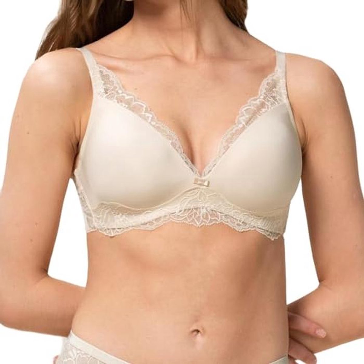 Beha met lichte bekleding en kant voor dames - 75D