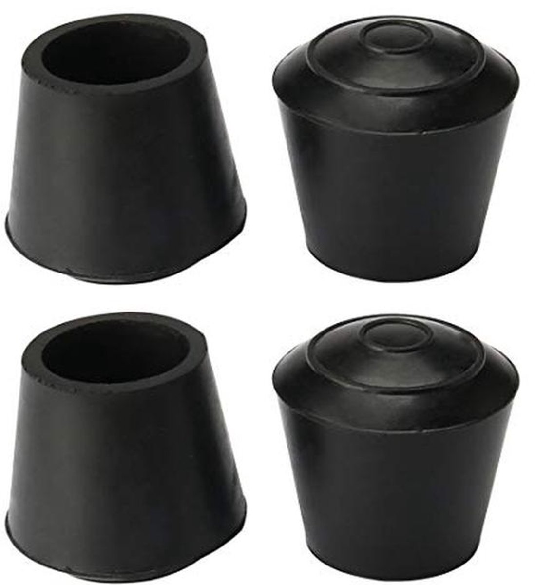 Rubberen voetdoppen voor meubels 16mm zwart - 4 stuks