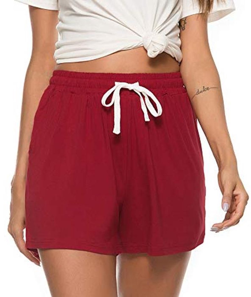 Katoenen Pyjamabroek Dames met Zakken en Trekkoord - Comfortabele Shorts voor Nachtkleding