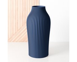 Fleuriek - Vaas Blauw - H30 cm - Vaas voor zijdenboeket of droogbloemen - Cadeau voor haar - Duurzame tafeldecoratie van gerecycled plastic - Strakke moderne vaas