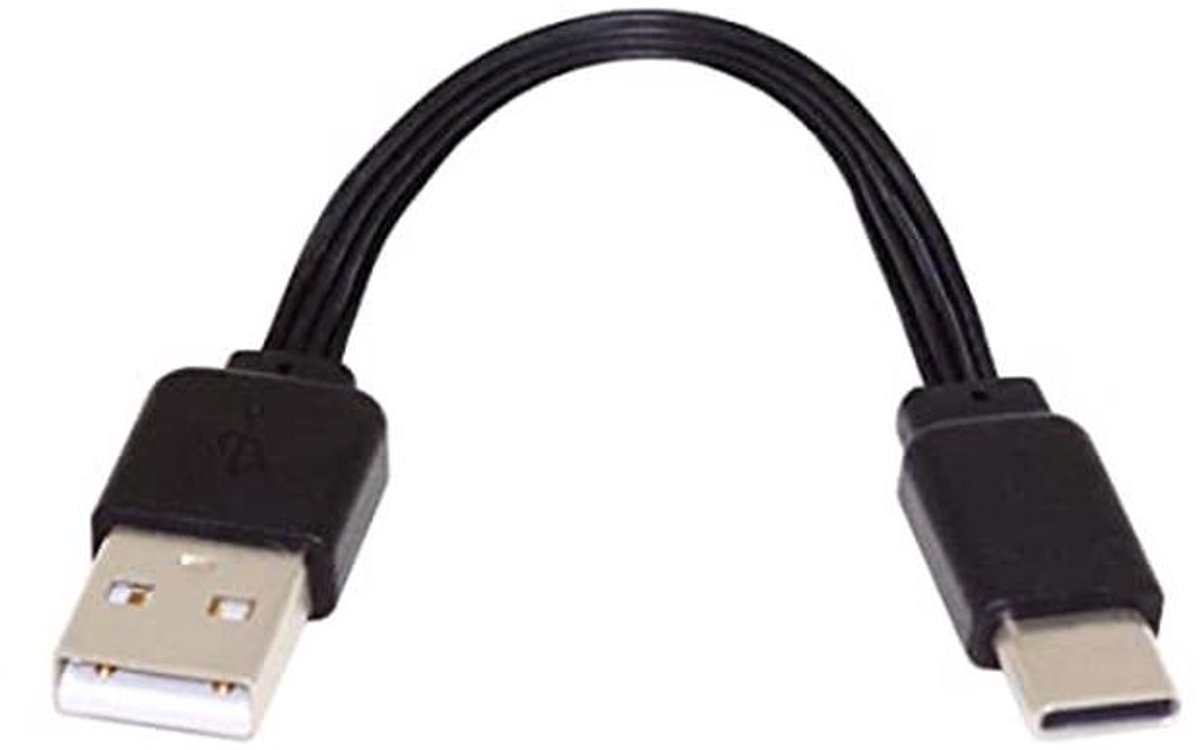 USB C Korte Platte Kabel 13cm - USB 2.0 Type A naar Type C Male