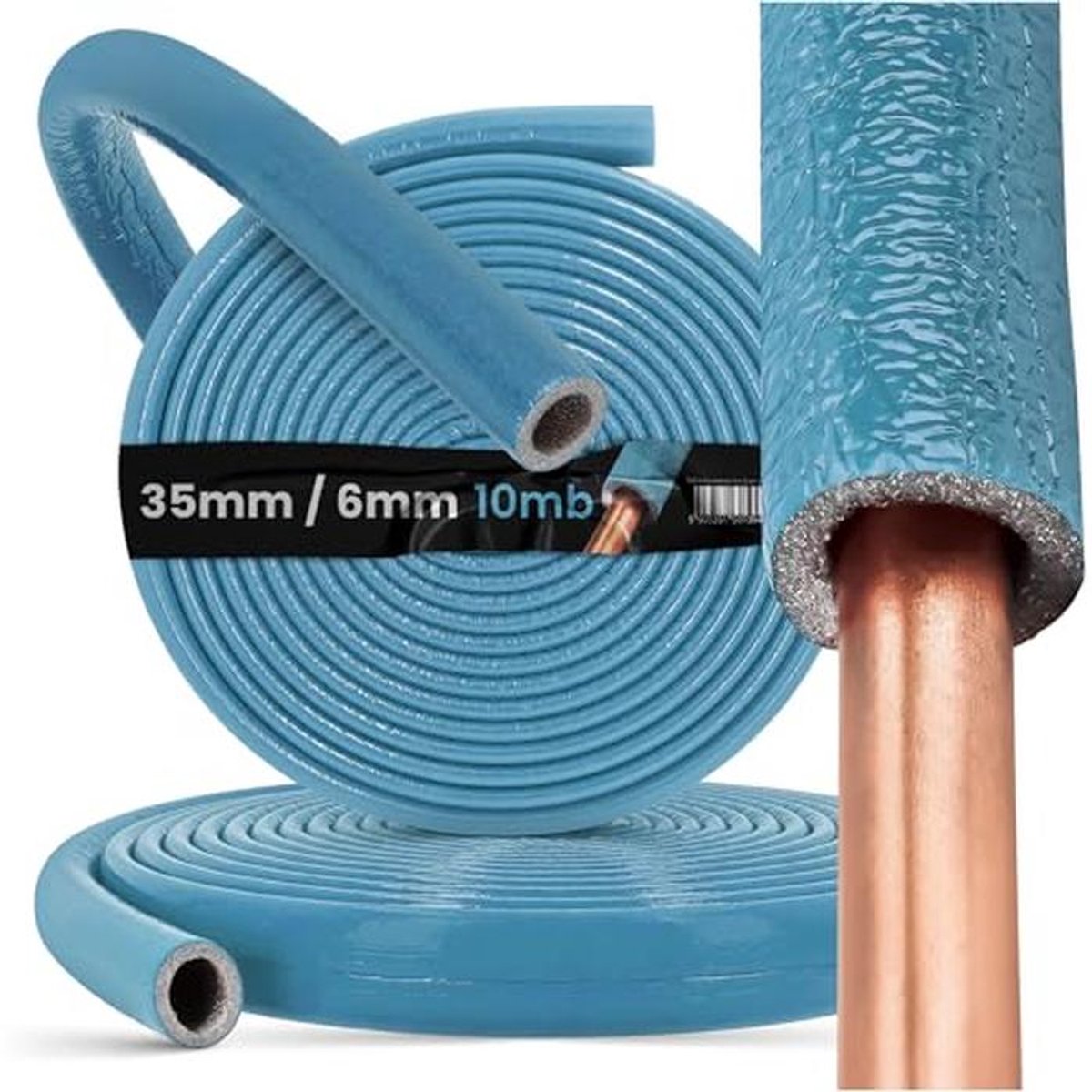 Buisisolatie PE-Schuim 35/6 mm - 10m Lange Isolerende Slang voor Warmwaterleiding