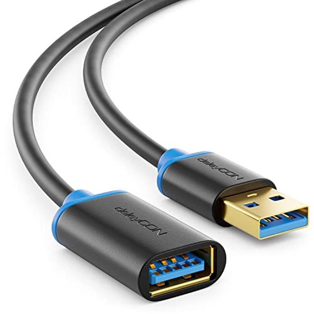 3 Meter USB 3.0 Verlengkabel - USB A Stekker naar USB A Aansluiting - Super Speed Tot 5 Gbit/s - Zwart/Blauw