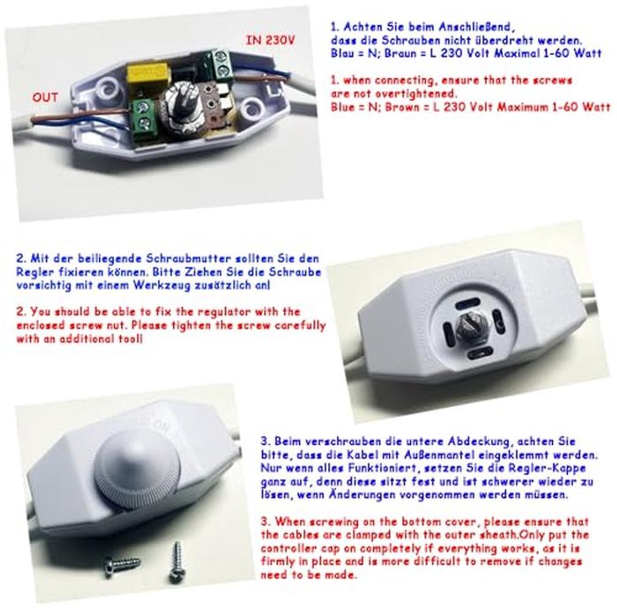 Traploze LED Dimmer voor Lampen - 230 Volt 1-60 Watt