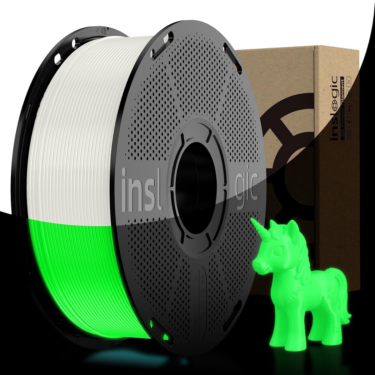 Glow in the Dark 3D Printer Filament Groen 1.75mm ±0.02mm Nauwkeurigheid 1kg Duurzame Spool
