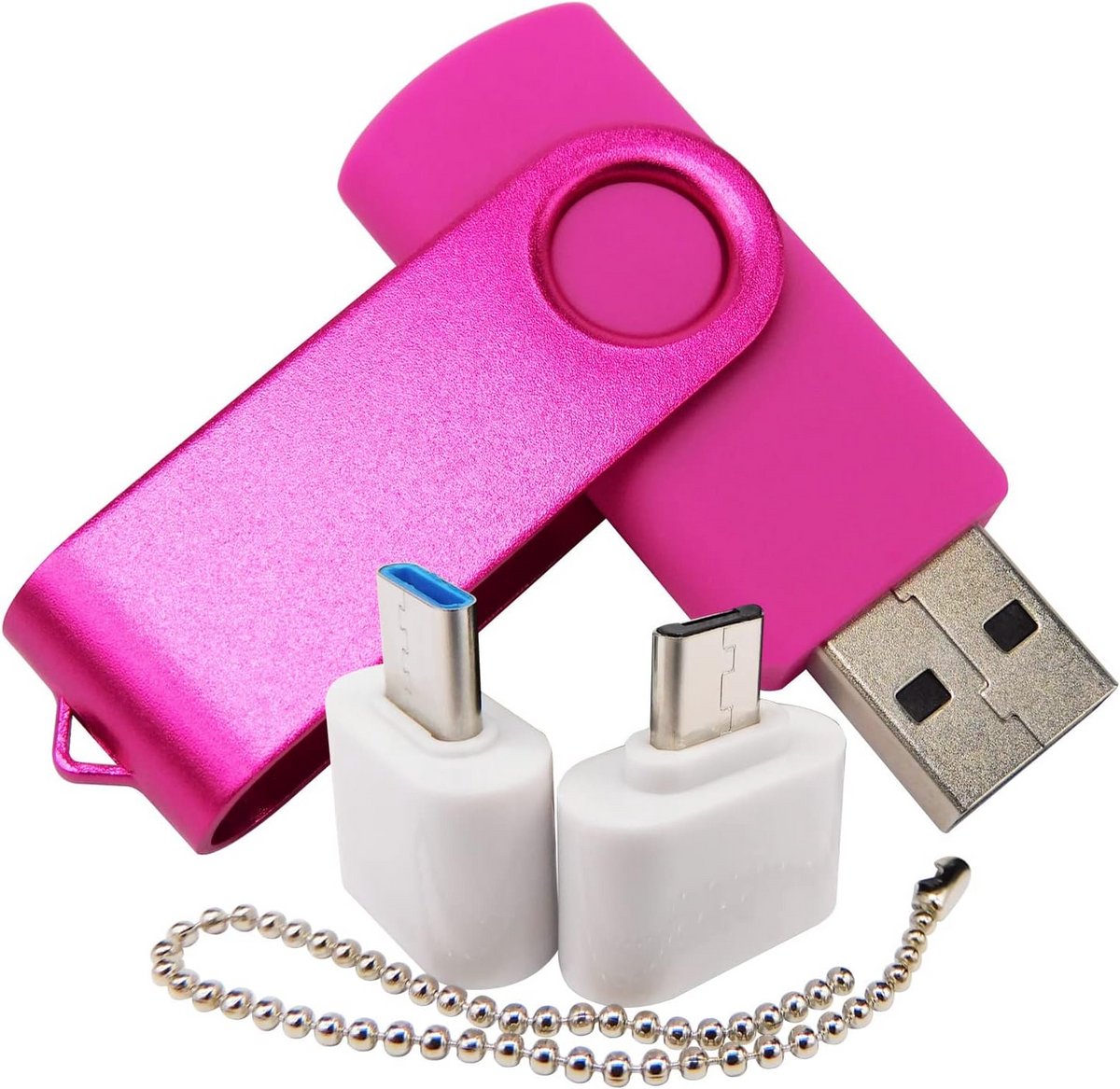 2GB USB-stick Geheugenstick met OTG Micro USB en Type-C Adapter voor Telefoon