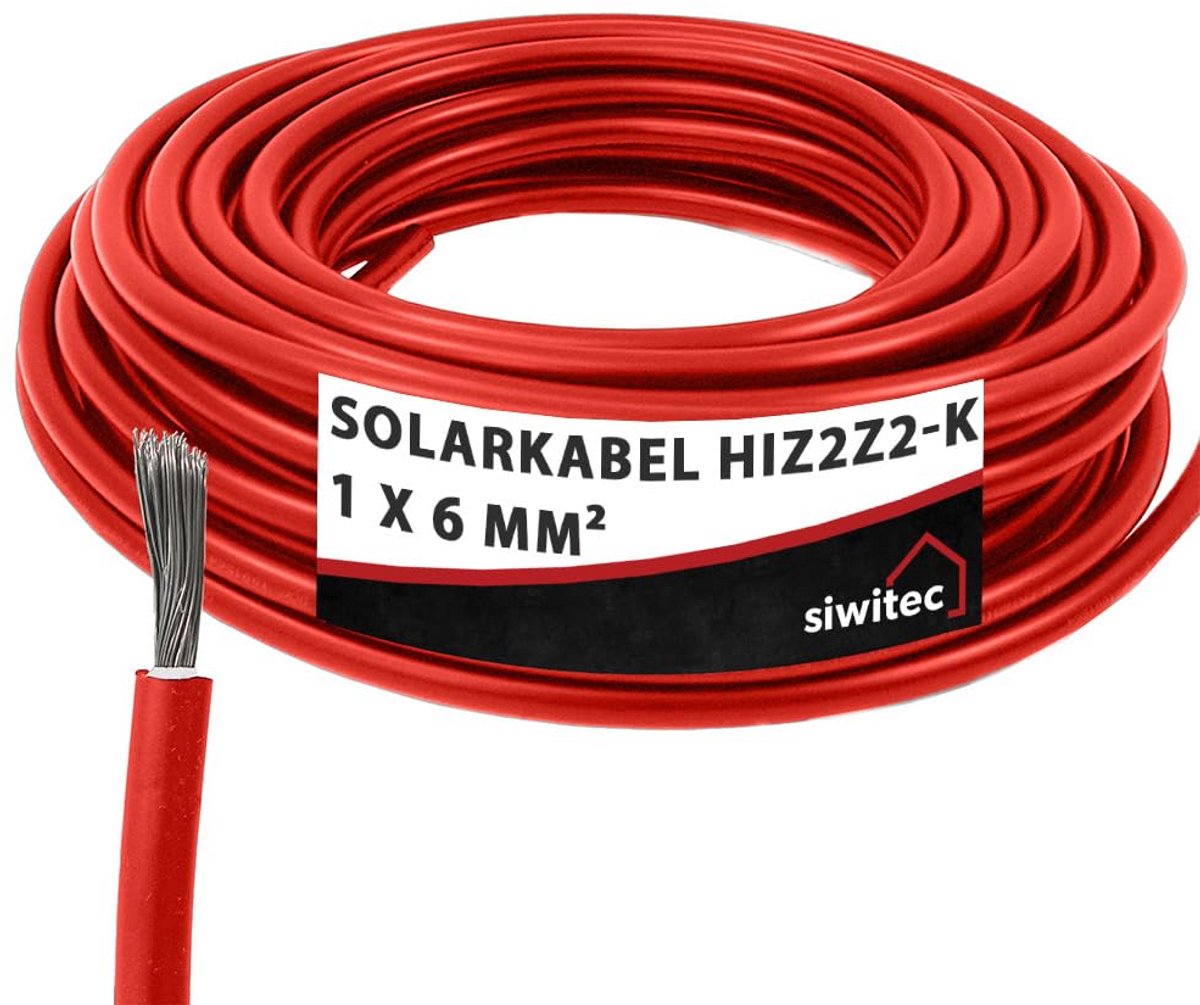 1x6mm Zonne-energie Kabel Rood 10 Meter Fotovoltaïsche PV Kabel voor Zonnepanelen