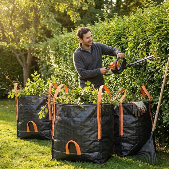 5 stuks - Zwarte Tuinafvalzak 65x65x65cm - 300L - Ideaal voor Tuinonderhoud van Merkloos	 — afbeelding 5