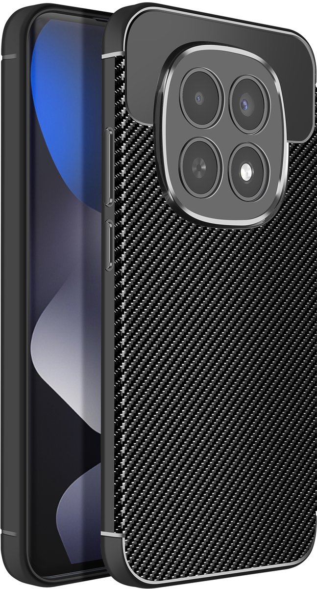 Avizar Hoes voor Redmi Note 15 5G van Siliconen met Carbon Effect Antislip, Zwart