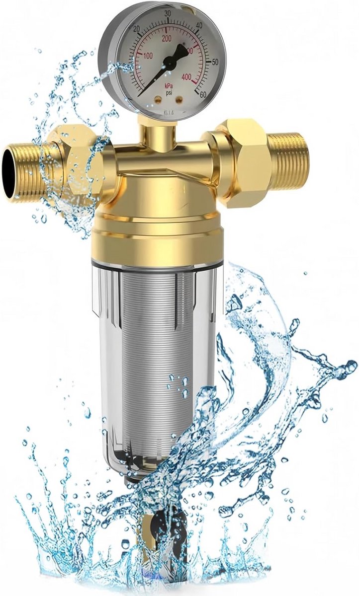 Herbruikbaar Terugspoelfilter Waterfilter met Ingebouwde Drukregelaar voor Thuis