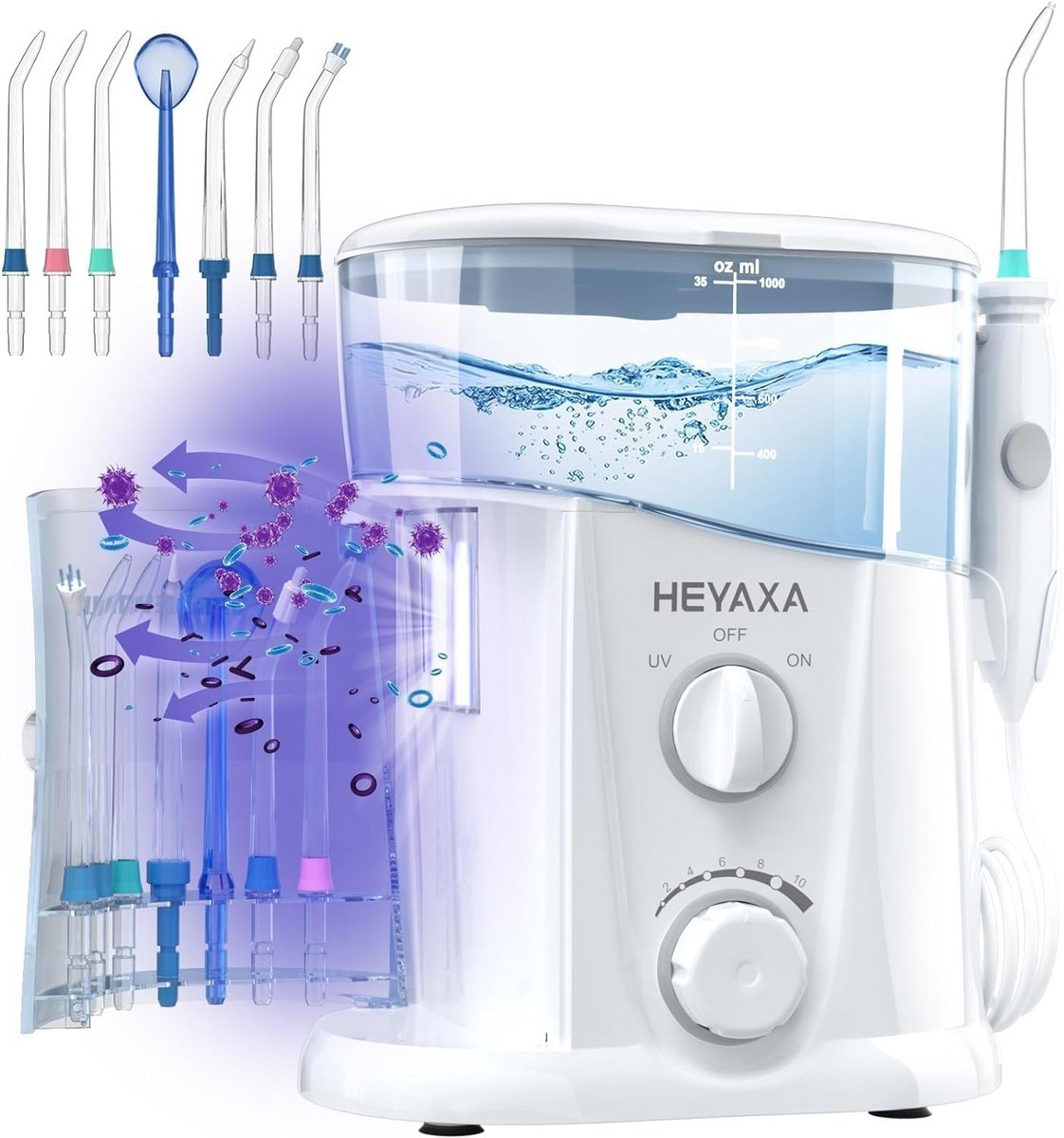 Elektrische Waterflosser 1000ml met UV-Sterilisatie en 10 Drukstanden