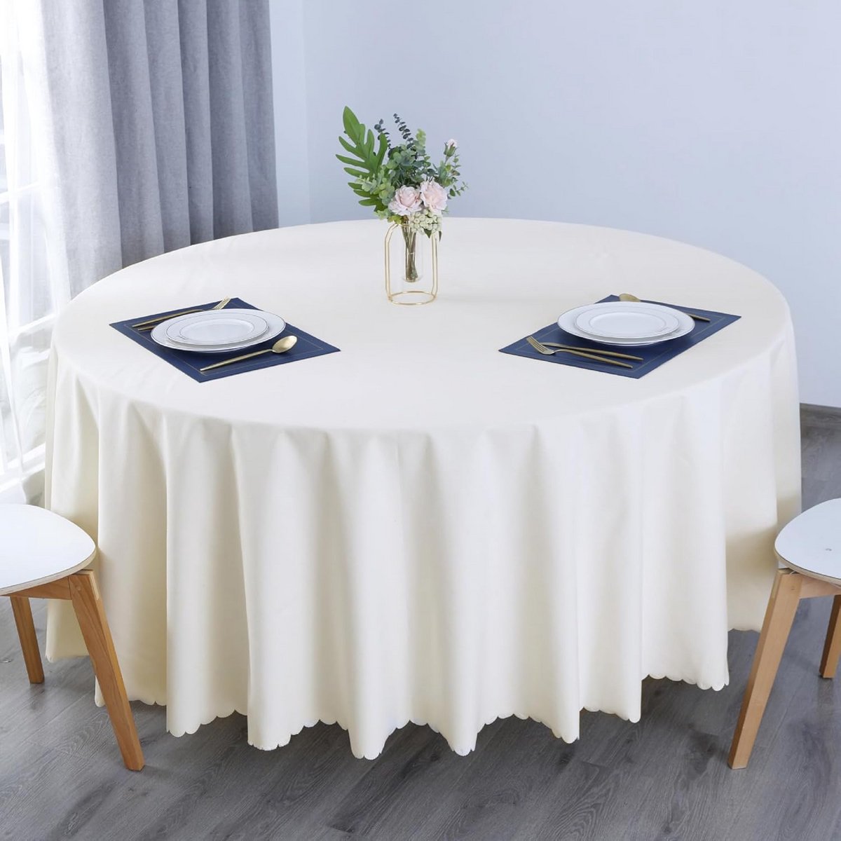 Rond Tafelkleed Beige Diameter 120 cm Vuilafstotend voor Keuken en Eetkamer