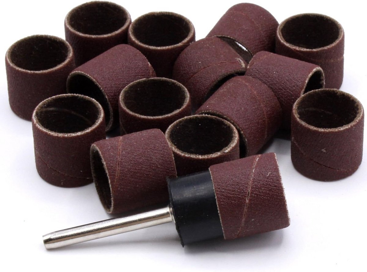 15x Schuurhülsen Set Korrel 320 met Opnamepin voor Elektrisch Multitool