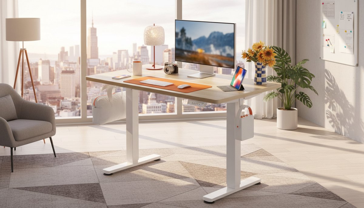 Electric Desk Casa Velluto Elevare Smart 100x60 cm – Hoogte Verstelbaar Zit-Sta Bureau met 4 Geheugenstanden, Stabiel Stalen Frame en Elektrisch Mechanisme voor Thuis en Kantoor – Modern Beige