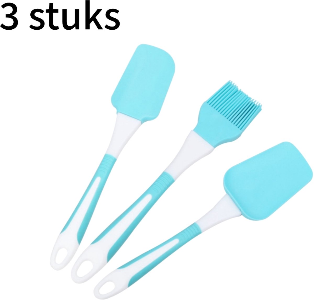 3 stuks - Spatelset - Bakspatel - Siliconen koekepan - Taartmes - Siliconen - Blauw
