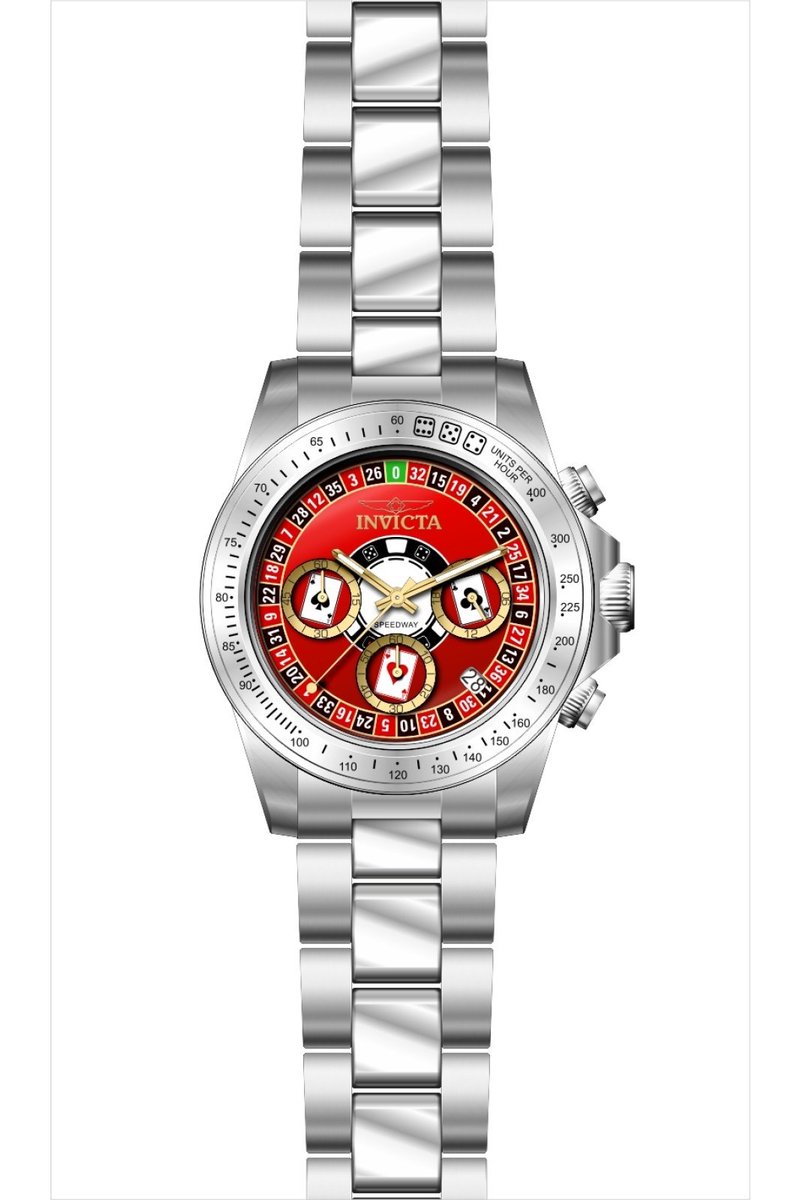 Invicta Speedway 50494 Heren Horloge - Waterdicht - Analoog - Quartz Uurwerk - Roestvrij Staal met rode Wijzerplaat - 39mm