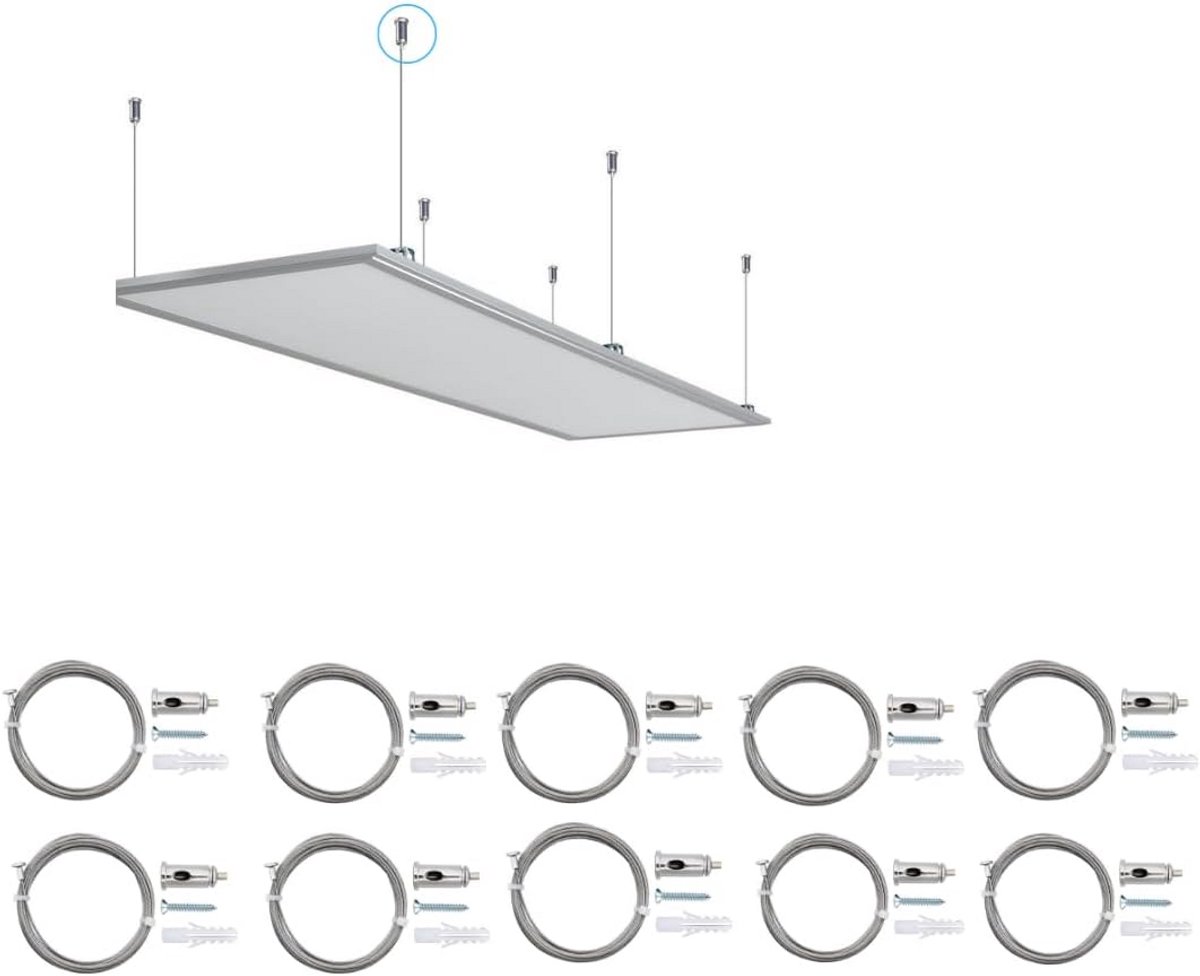 10x Verstelbare RVS Ophangset voor LED Panelen en Hanglampen