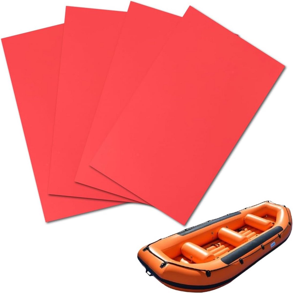 Waterdichte Reparatieset voor Rubberboot, Kajak en SUP - Grote PVC Patches rood
