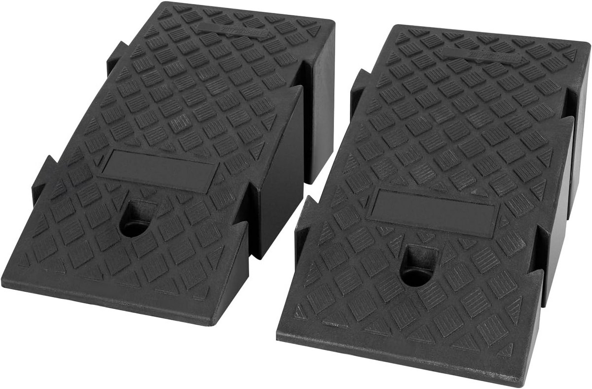 2x Draagbare Kunststof Stoeprand Oprijplaten 19cm Hoog voor Auto Motorfiets Rolstoel