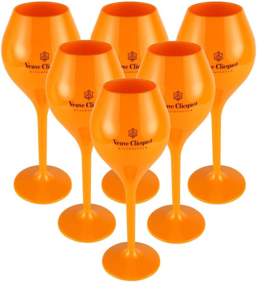 6 Luxe Oranje Champagneglazen Set - Onbreekbaar Polycarbonaat voor Feestjes en Buiten