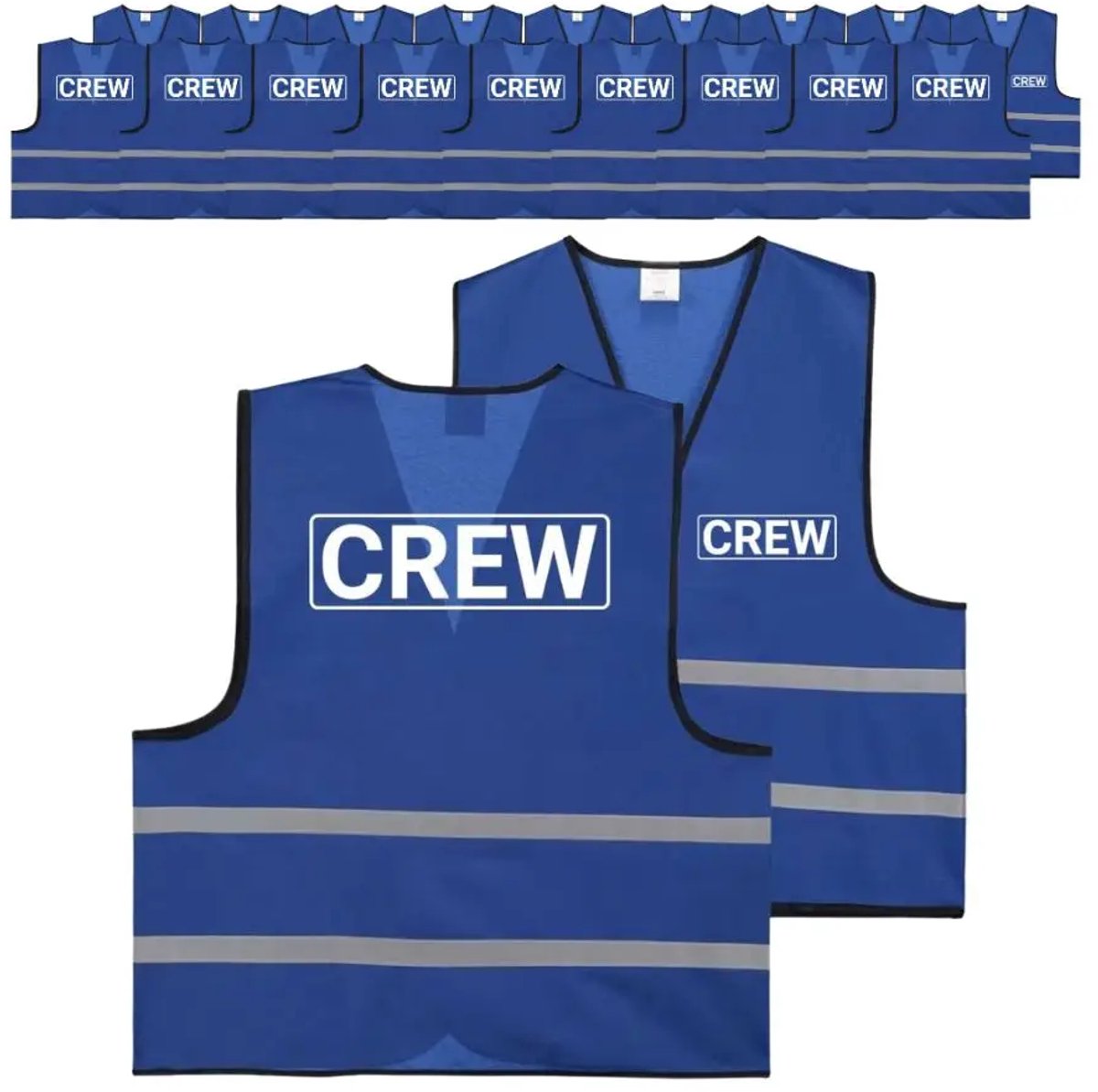 Crew hesje blauw | voor- en achterkant bedrukt | 100 stuks