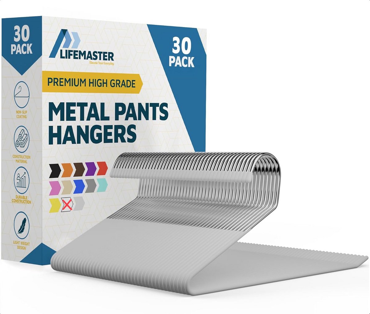Set van 30 Antislip Metalen Hangers - Ruimtebesparend en Robuust voor Broeken en Textiel