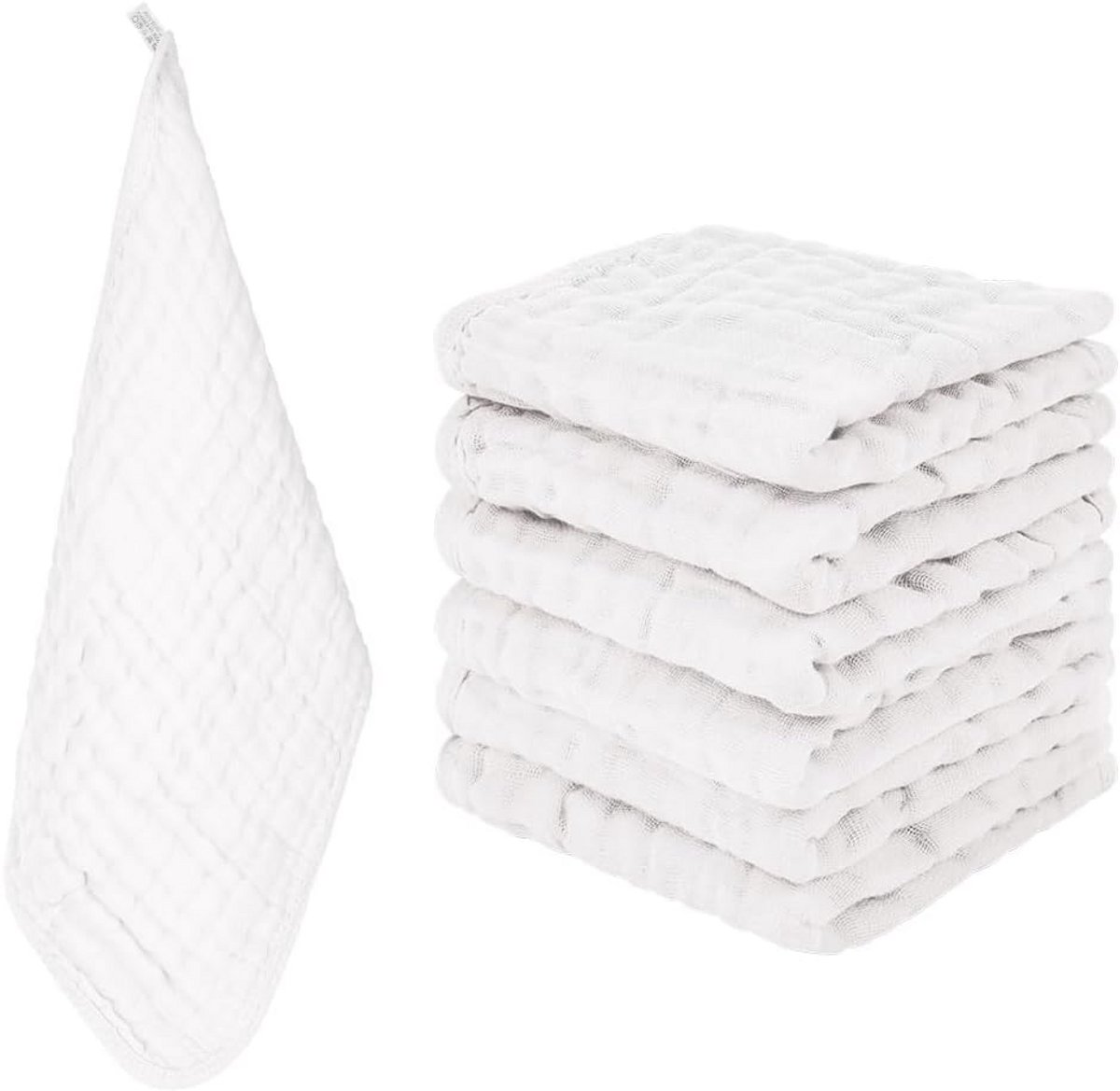 6x Zachte Katoenen Mulsleine Wasdoekjes voor Baby - Absorberend en Herbruikbaar