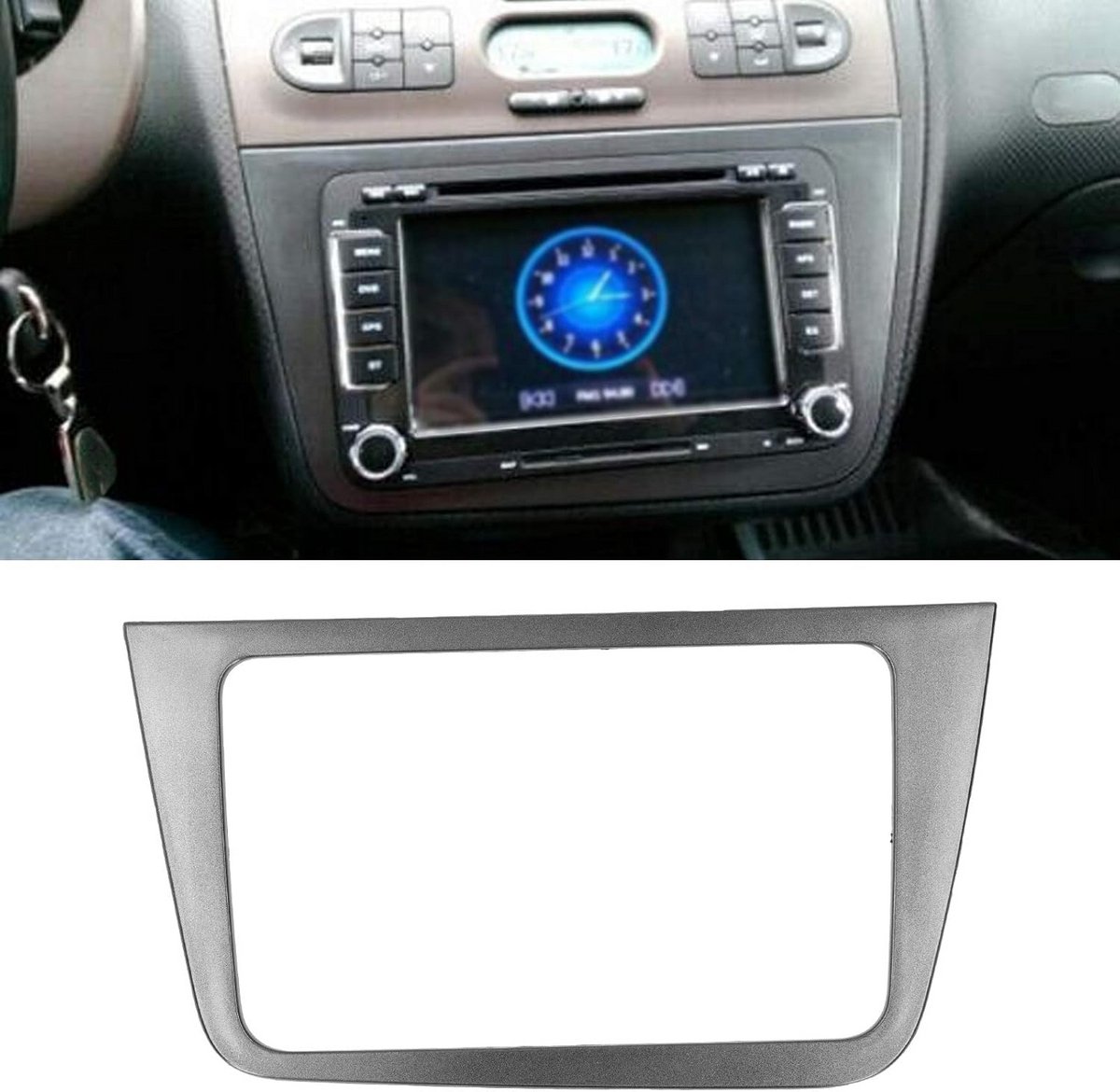 2-DIN Radio Inbouwframe Grijs Dashboard Paneel voor Seat Altea (2004-2015) LHD