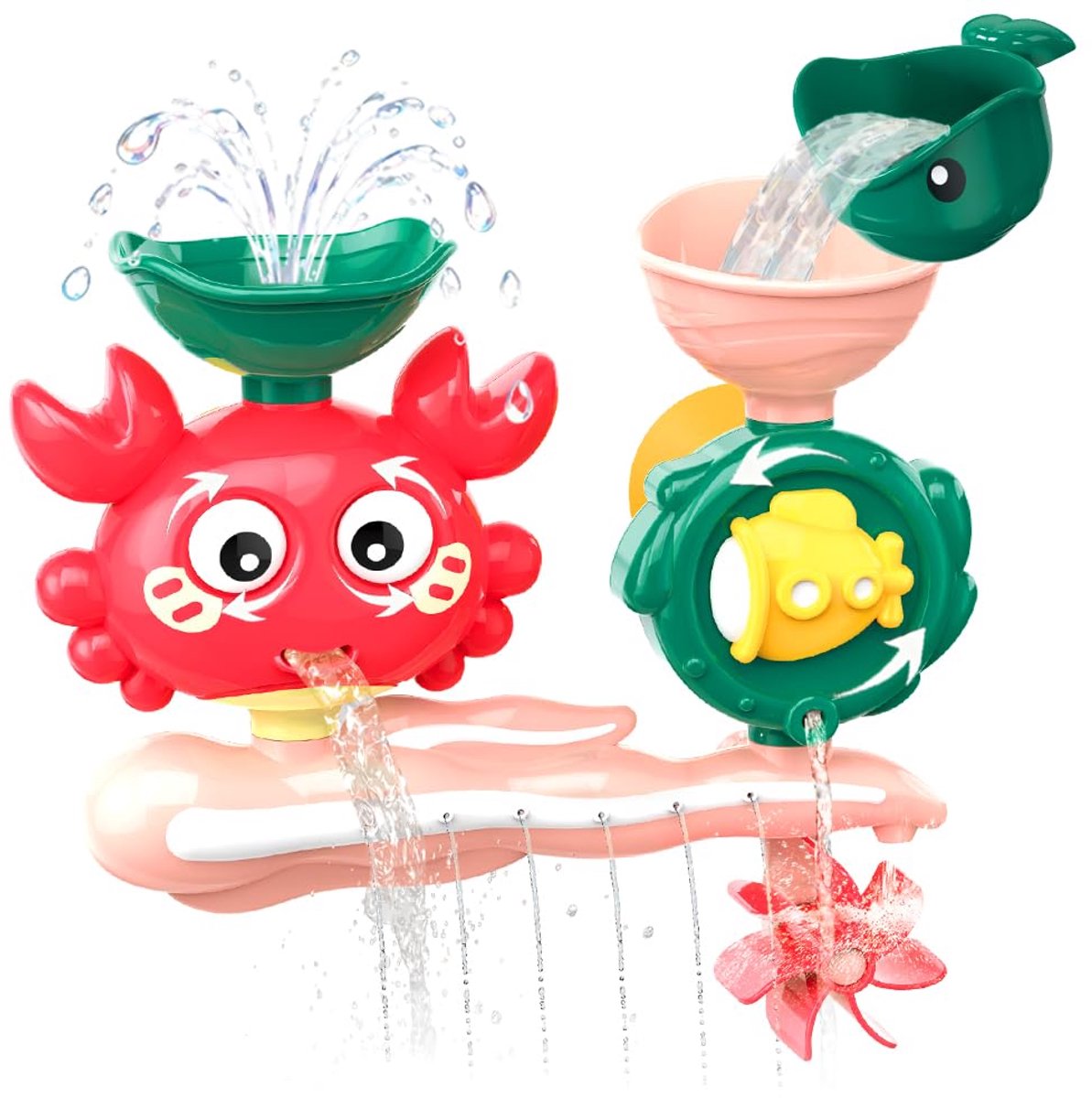 Badspeelgoed voor baby's van 1-3 jaar - Badspeelgoed in de vorm van een krab, schimmelbestendig badspeelgoed met zuignap, badspeelgoed voor kinderen, interactief speelgoed, cadeau voor jongens en meisjes - Rood