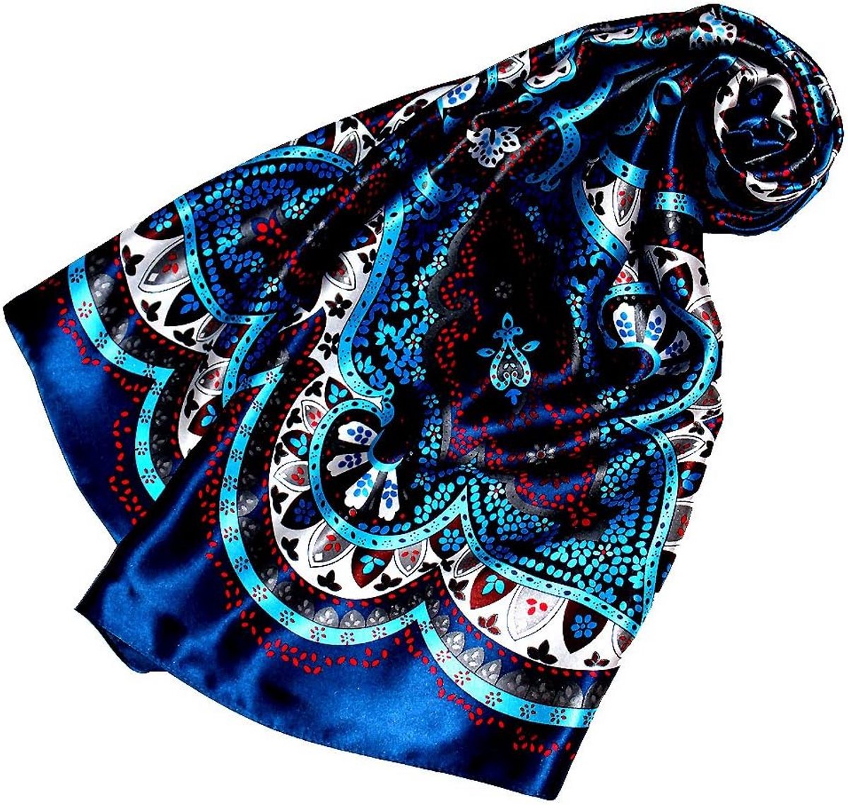 Luxe Zijden Sjaal Dames 90x90 cm - 100% Zijde Vierkante Foulard met Kleurrijke Print