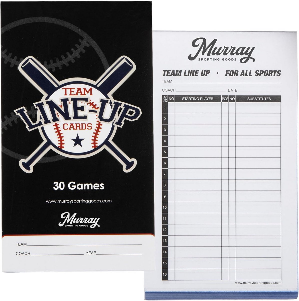 Honkbal Line-up Kaarten - Wedstrijdformulieren - Coachen Sportwedstrijden - 4-delige Carbonless Kopieën - 8 x 45 inch - Zwart