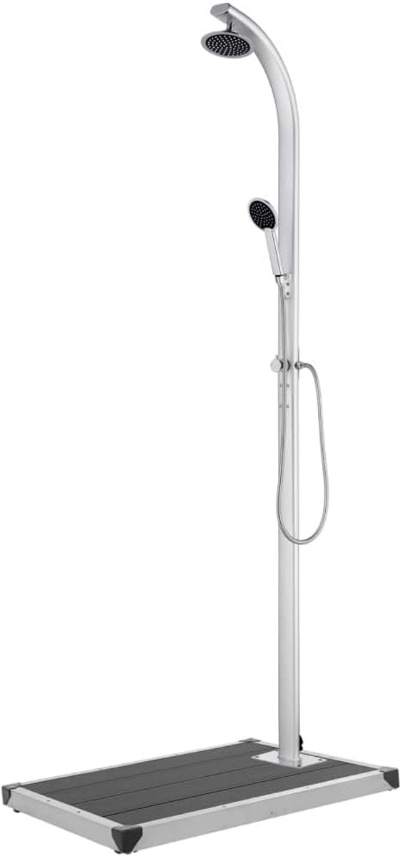 Hoge Buitendouche met Handdouche en Grijze Basis - Weerbestendig Aluminium