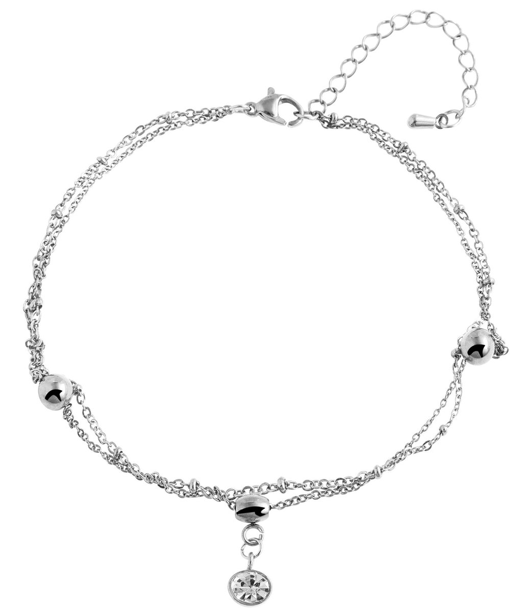 AKZENT Akzent dames voetsieraden Simona enkelbandje van roestvrij staal, 24 cm + 5 cm
