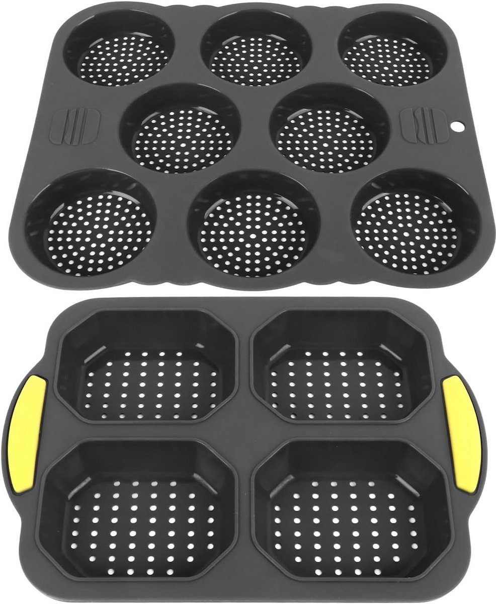 Set van 2 Siliconen Bakvormen voor Hamburgers en Stokbrood
