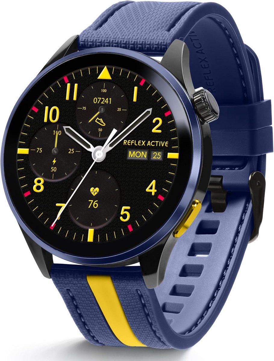 Smartwatch met GPS, AMOLED Display en Bellen - Blauw/Geel