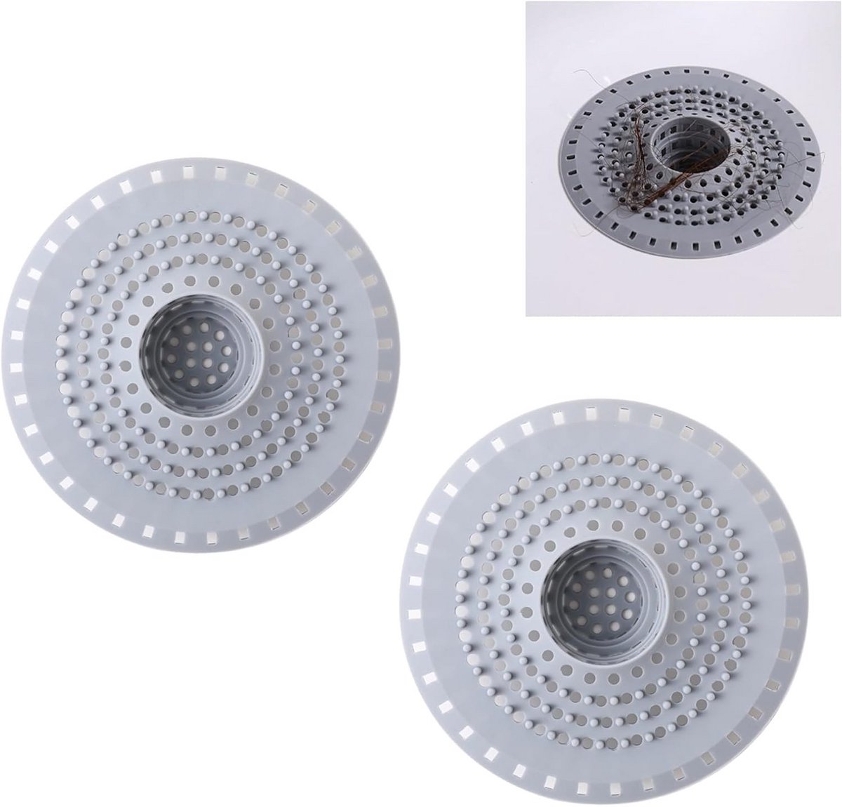 Set van 2 Silicone Doucheputzeef Harenopvanger voor Keuken en Badkamer - Anti-Verstopping