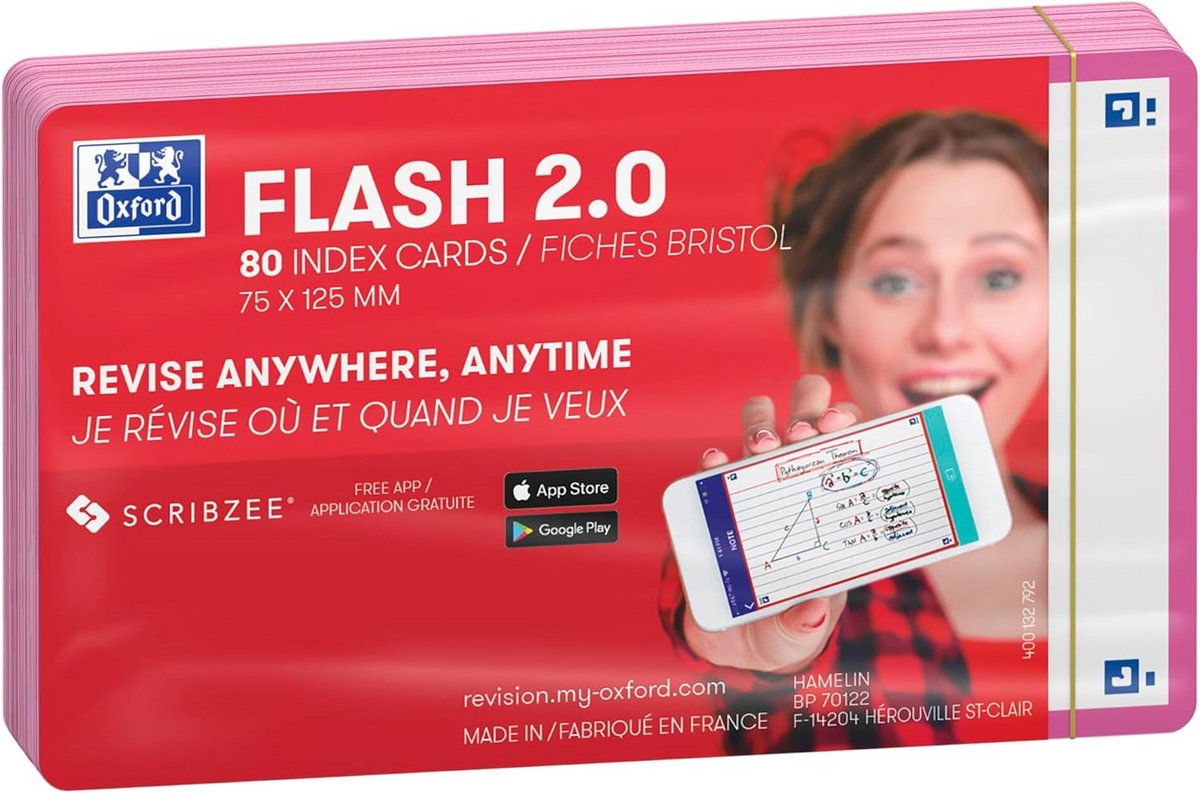 Blanco A7 Flashcards Fuchsiakleurig Pak van 80 Stevige Kaartjes