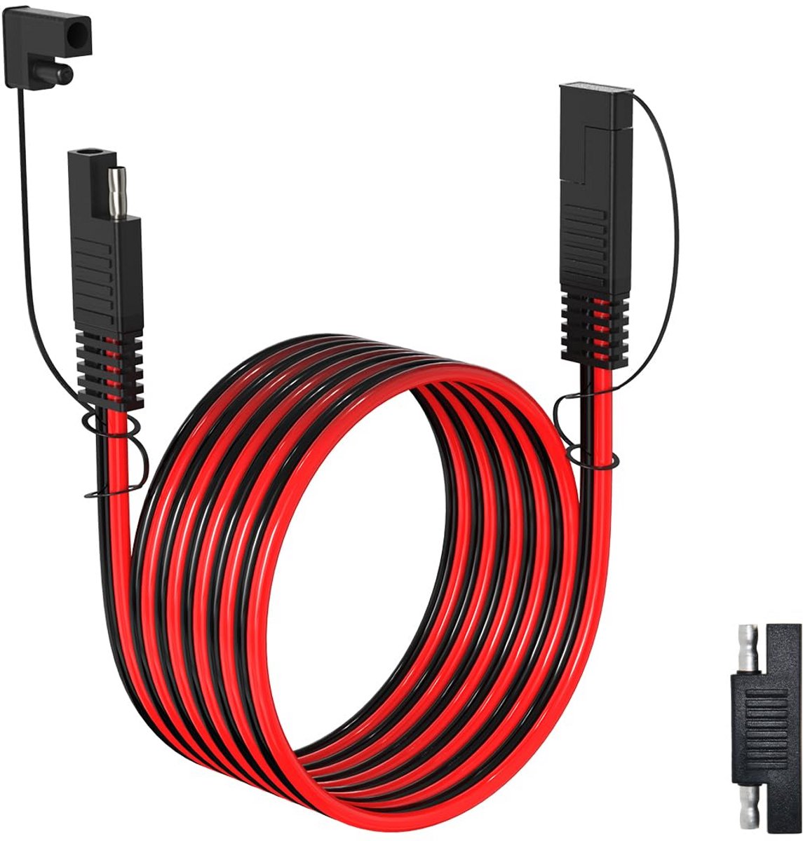 SAE Verlengsnoer 10 AWG met Polariteitsomkeeradapter voor Auto Motorfiets Zonnepaneel 3M